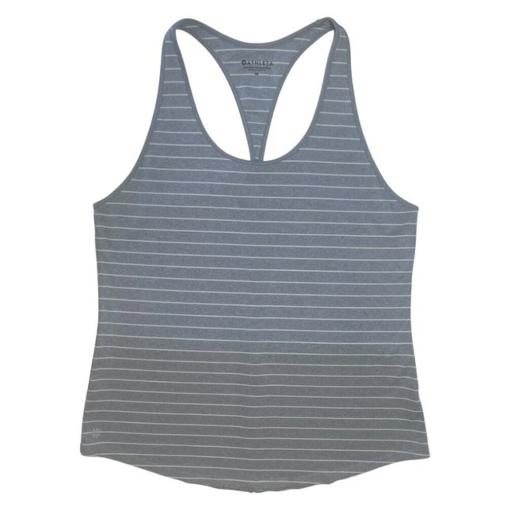 ATHLETA Gray Striped Inversion Racerback Tank Top - Size Medium - Picture 2 of 8